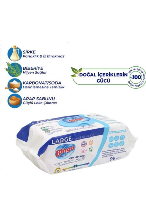 Bingo Çok Amaçlı Yüzey Temizleme Mendili – Large Boy 3’Lü Paket (96’Lı X 3) Pratik Ve Hijyenik Temizlik - Image 1