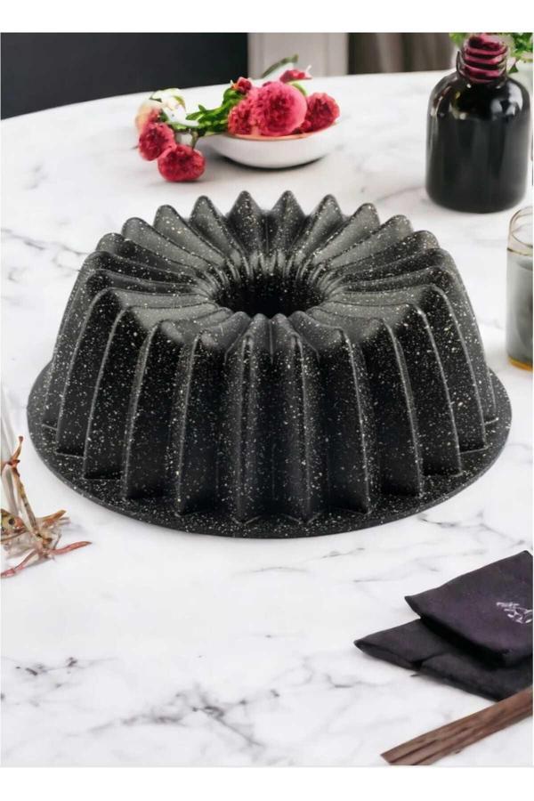 Kizilelmada Granit Kaplama Siyah Derin Ve Geniş Kek Kalıbı – 26X9 Cm Yanmaz, Yapışmaz Yüzey - Image 1