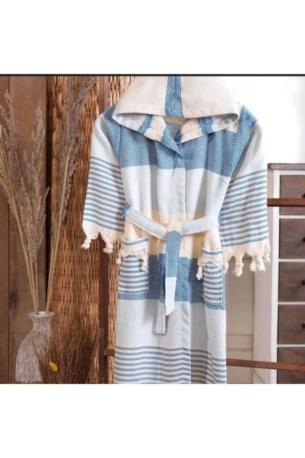 Kizilelmada Bohem Tarz Unisex Renkli Ekoseli Peştemal Bornoz – %100 Pamuklu İnce, Hafif Ve Emici - Image 1