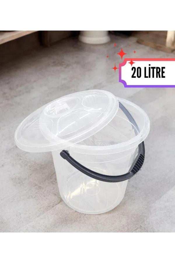 Kizilelmada 20 Litre Çok Amaçlı Kova – Şeffaf Kapaklı, Dayanıklı Plastik - Image 1