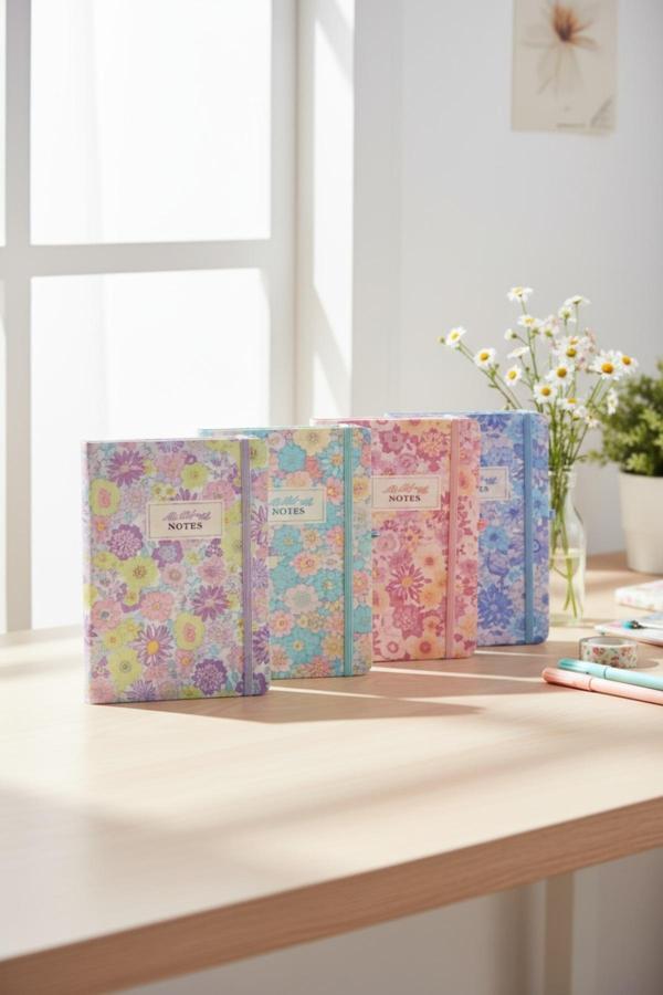 Mikro Mikro 4’Lü A5 Defter Seti – Renkli Desenli, Kaliteli Dik Dikişli Kapak - Image 1