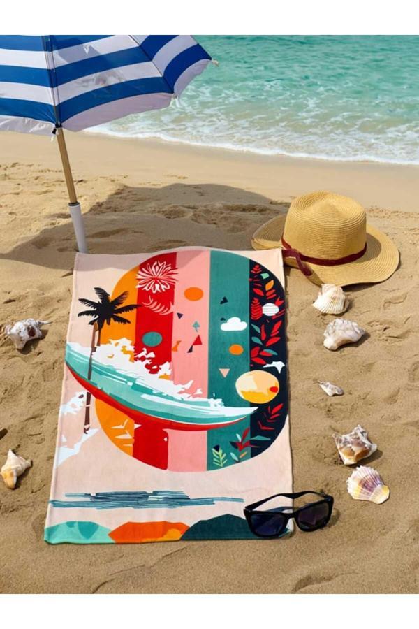 Kizilelmada Renkli Çok Desenli Plaj Havlusu – 70X140 Cm, %100 Pamuk, Canlı Ve Yumuşak Dokulu - Image 1