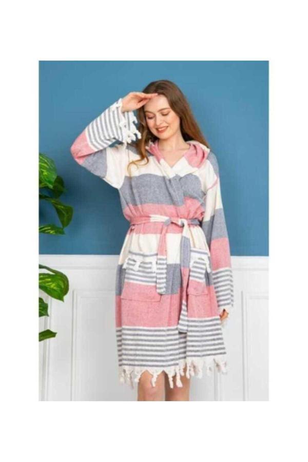 Kizilelmada Bohem Tarz Unisex Renkli Ekoseli Peştemal Bornoz – %100 Pamuklu, İnce, Hafif Ve Emici - Image 1