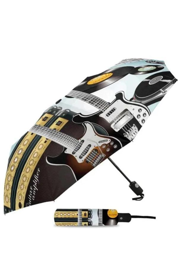 Kizilelmada Şık Gitar Desenli Şemsiye – Açık 64 Cm, Katlı 24 Cm, Dayanıklı Tasarım - Image 1