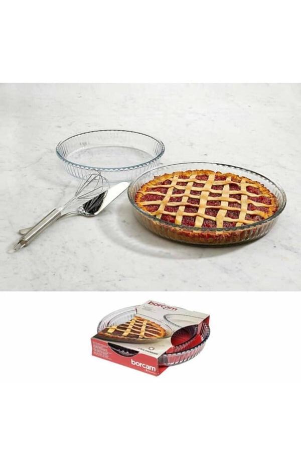 Kizilelmada Şeffaf Cam Yuvarlak Borcam Seti – 2 Parça Çok Amaçlı (32 & 28 Cm) - Image 1
