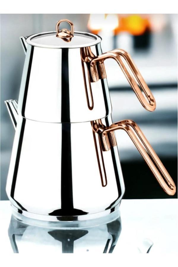 Kizilelmada Krd Home Şık Gold Detaylı Çelik Çaydanlık - Image 1