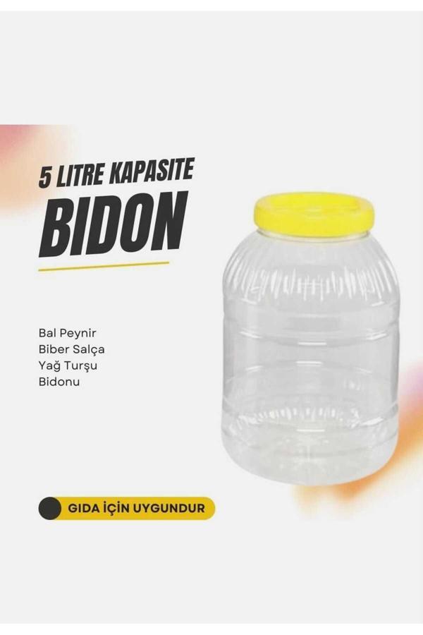 Kizilelmada 5 L Pet Turşu Bidonu – 1 Adet Salça, Sirke, Yağ İçin Gıdaya Uygun Saklama Kabı - Image 1