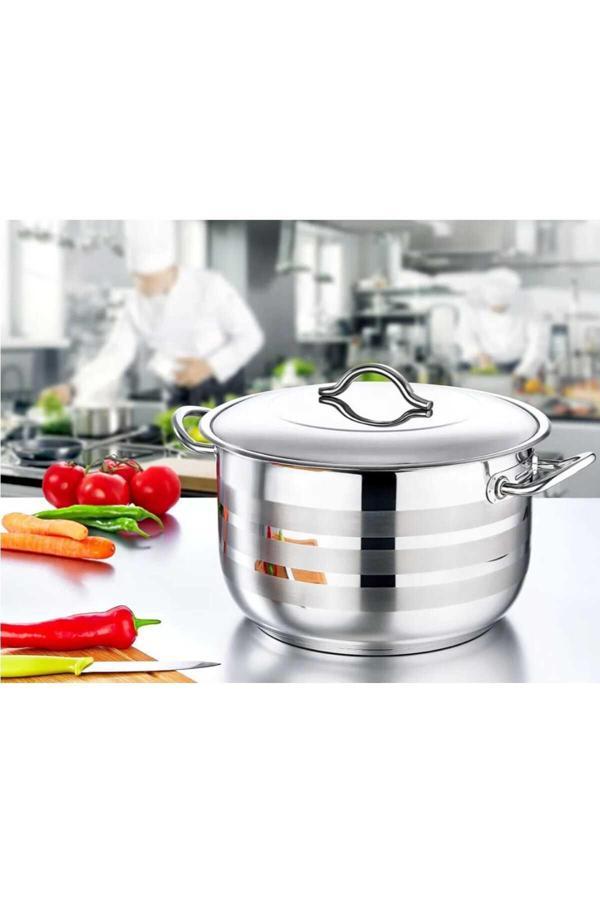Kizilelmada Silver Derin Çelik Tencere 30 Cm – 16 Cm Derinlik | Profesyonel, Şık Ve Dayanıklı Tasarım - Image 1
