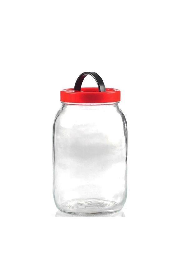 Kizilelmada 2 Litre Cam Kavanoz - Kırmızı Kapaklı, Turşu Ve Gıda Saklama İçin - Image 1