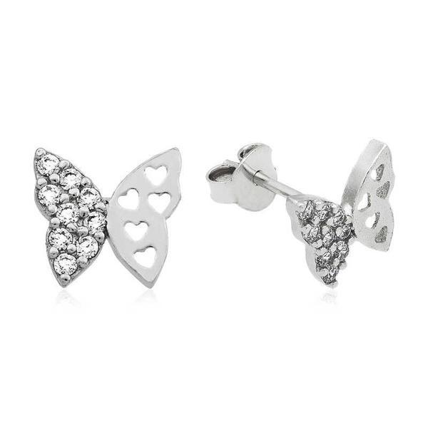 925 Ayar Gümüş Çivili Kelebek Küpe - Image 1