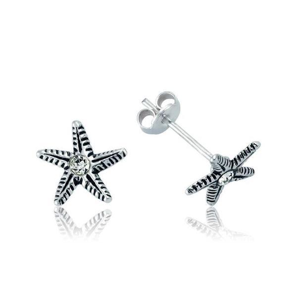 925 Ayar Gümüş Deniz Yıldızı Çivili Küpe - Image 1
