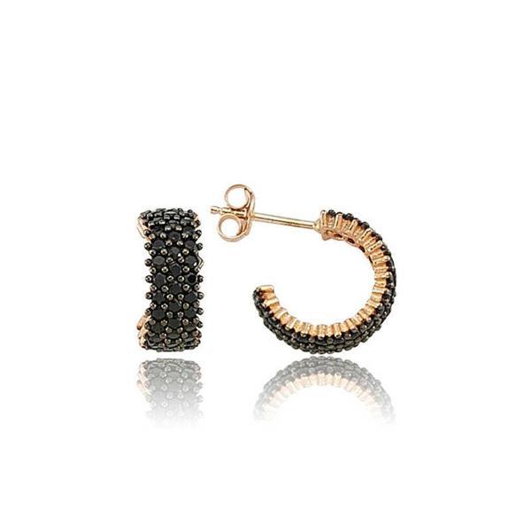 925 Ayar Gümüş Tamtur Siyah Taşlı Küpe - Image 1