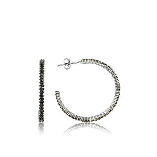 925 Ayar Gümüş Tamtur Siyah Taşlı Küpe - Image 1