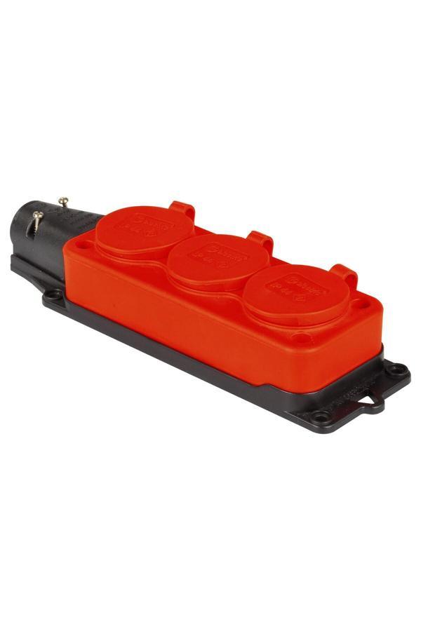 Tp Electric Kauçuk Üçlü Grup Priz (Kırmızı) - Image 1