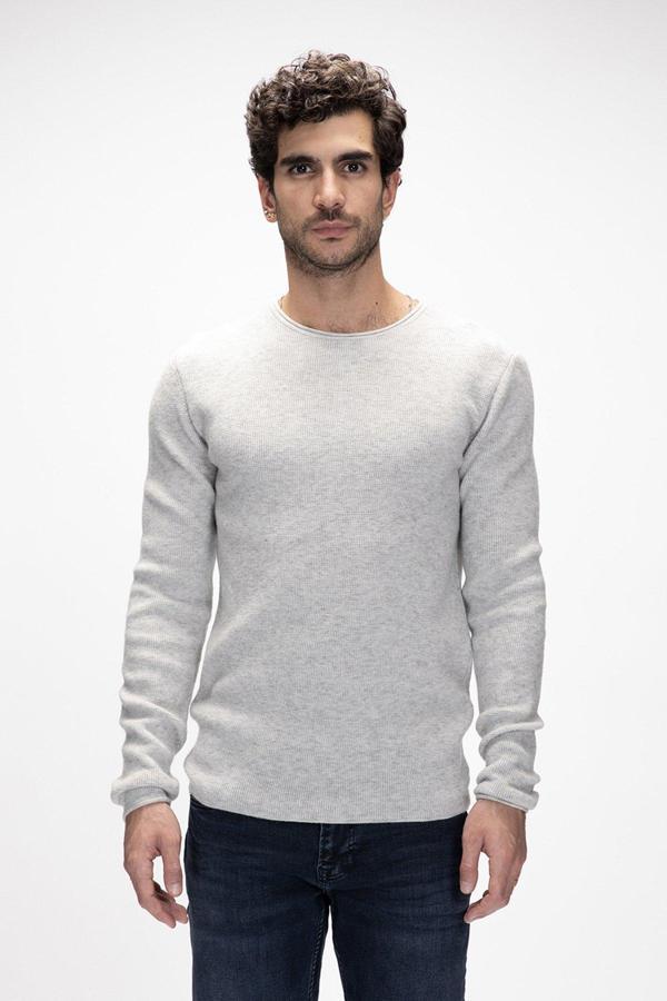 Tender Gri Melanj Bisiklet Yaka Erkek Triko Kazak - Image 1