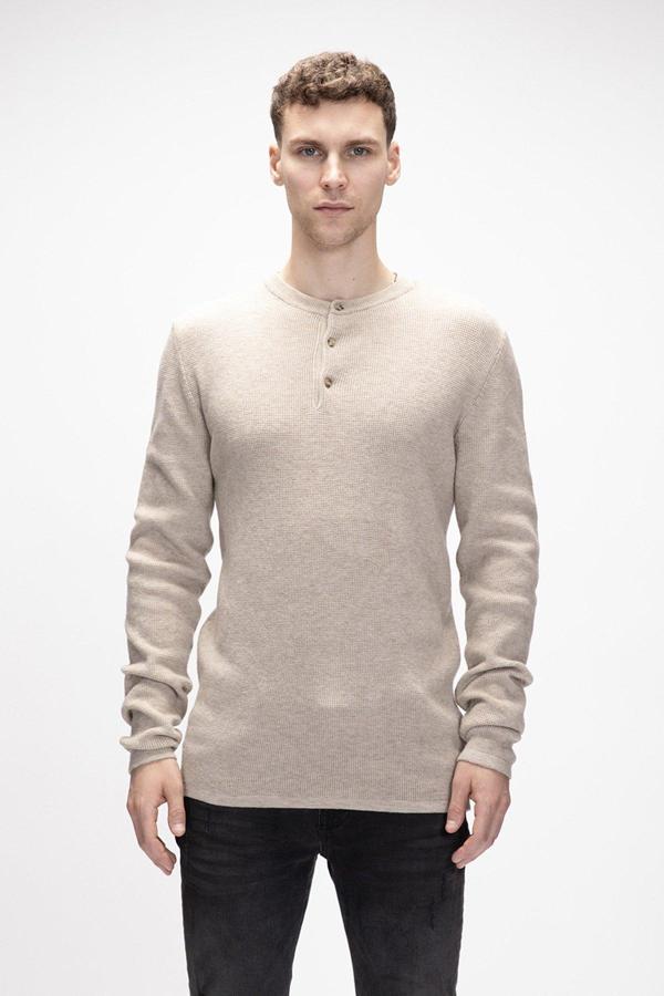 Moreno Bej Bisiklet Yaka Erkek Triko Kazak - Image 1