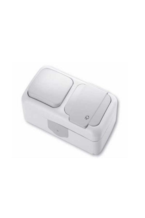 Tp Electric Nemliyer Sıva Üstü Anahtar + Topraklı Priz Kombine Set - Image 1