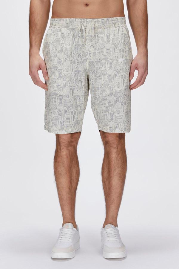 Merle Beyaz Baskılı Erkek Şort - Image 1