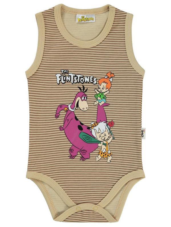 Civil Baby The Flıntstones 1-18 Ay Çıtçıtlı Badi - Kahverengi6-9 Ay - Image 1