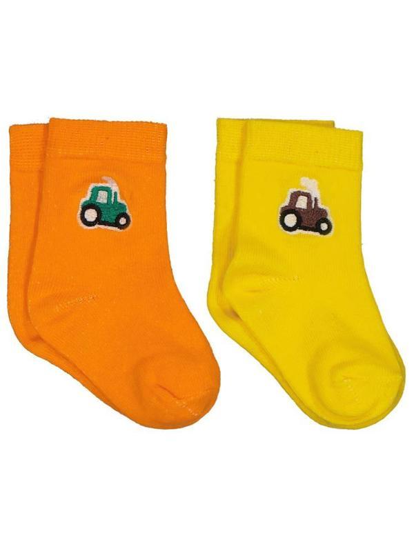 Civil Baby Traktör Aksesuar Nakışlı 2'li 6- Bebek Erkek Çorap Set - Sarı18 Ay - Image 1
