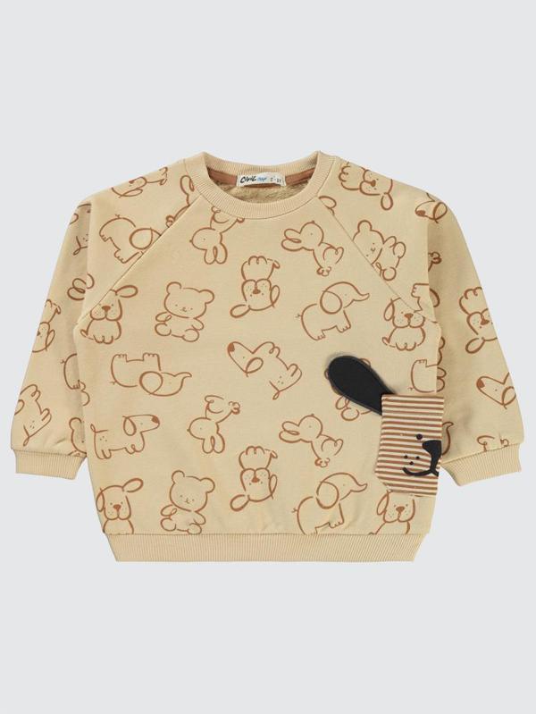 Civil Boys Hayvan Baskılı 2-5 Yaş Sweatshirt - Bej4-5 Yaş - Image 1