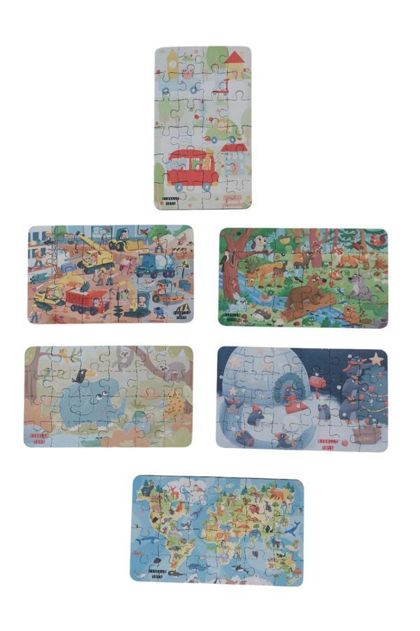 6 Adet 24 Parça 12,5 x 21 cm Eğitici Ve Öğretici Ahşap Çocuk Puzzle & Yapboz Oyuncak Çerçevesiz - Image 1