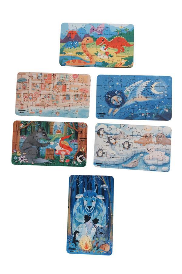 6 Adet 24 Parça 12,5 x 21 cm Eğitici Ve Öğretici Ahşap Çocuk Puzzle & Yapboz Oyuncak Çerçevesiz - Image 1