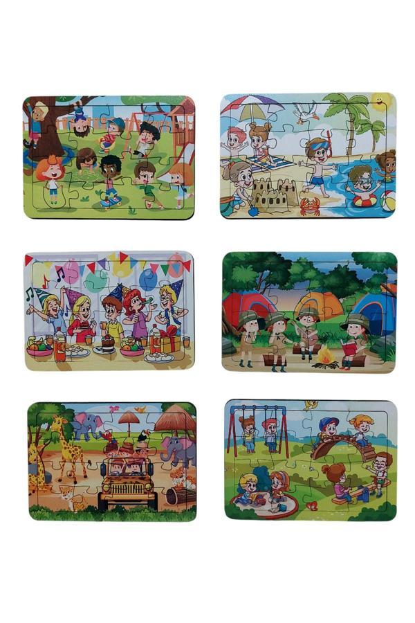 6 Adet 16 Parça Eğitici Ve Öğretici Ahşap Çocuk Puzzle Montessori & Yapboz Bebek Çocuk Oyuncak - Image 1