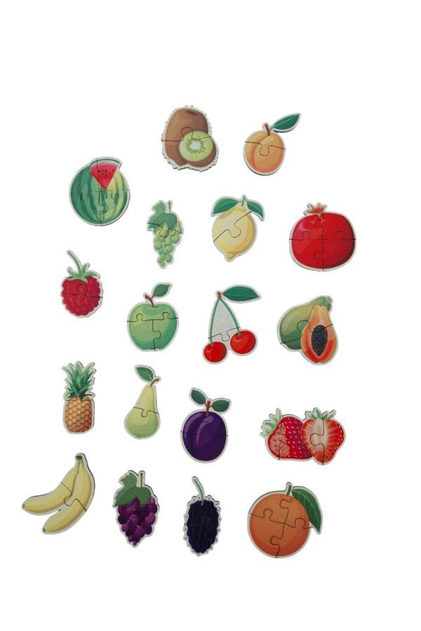 Meyveler Fruits / 17 Adet Puzzle Montessori Yapboz / 42 Parça Okul Öncesi Zeka Geliştirici Oyuncak - Image 1