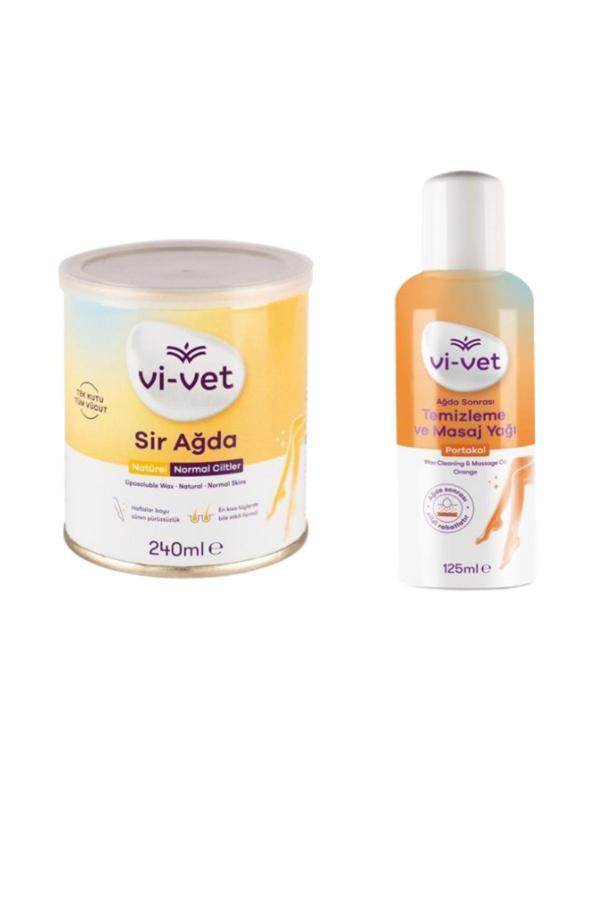 Vi-Vet Vi Vet Sir Kavanoz Ağda Natural 240 Gr + Ağda Sonrası Temizleme Ve Masaj Yağı Portakal 125Ml - Image 1