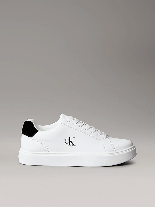 Calvin Klein Jeans Klasik Düz Tabanlı Bağcıklı Deri Erkek Beyaz Sneaker YM0YM01435-01W - Image 1