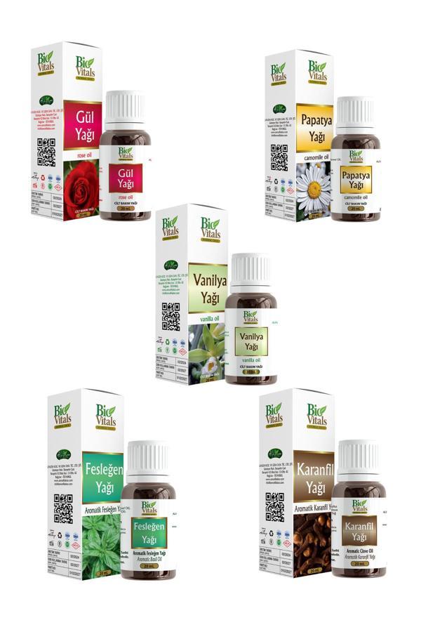 Bio Vitals Karanfil Fesleğen Vanilya Papatya Gül Yağı Set - Image 1