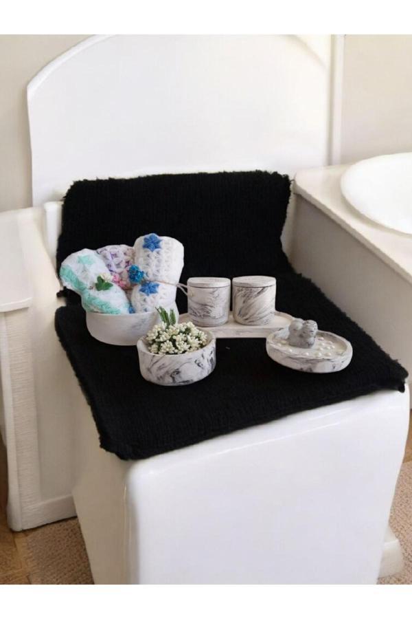Trust Stone Organizerli,Havluluklu, Banyo Seti, Sıvı Sabunluk Diş Fırçalığı Beton Aksesuar Takımı - Image 1