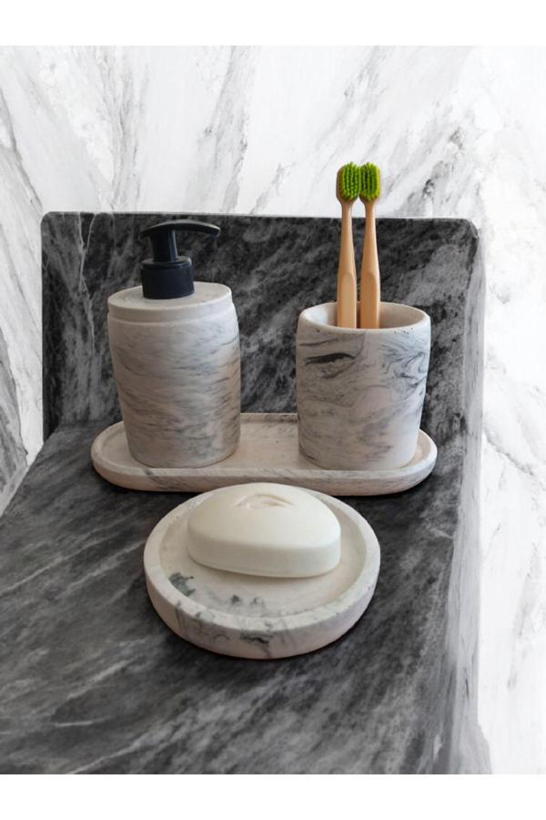Trust Stone Marble Serisi Beton Banyo Seti - Image 1