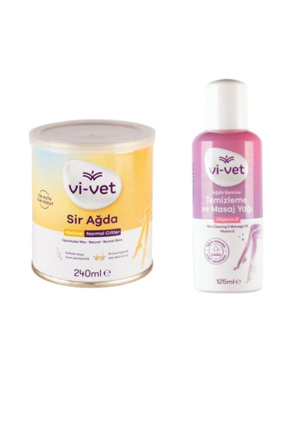 Vi-Vet Vi Vet Sir Kavanoz Ağda Natural 240 Gr + Ağda Sonrası Temizleme Ve Masaj Yağı E Vitamini 125Ml - Image 1