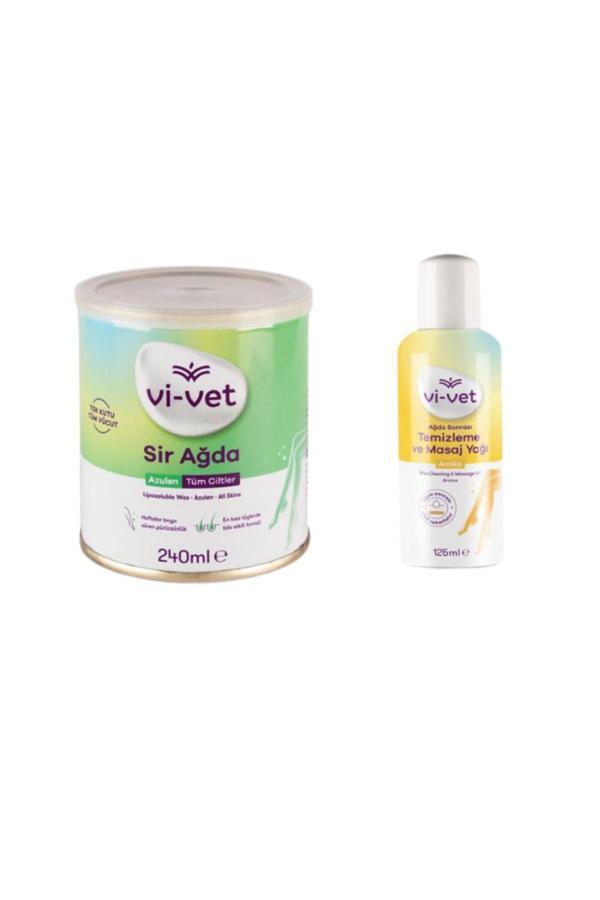 Vi-Vet Vi Vet Sir Kavanoz Ağda Azulen 240 Gr + Ağda Sonrası Temizleme Ve Masaj Yağı Arnika 125Ml - Image 1