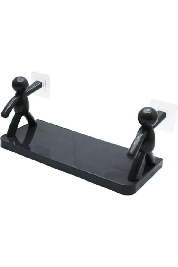 Baysa Siyah Rambo Süper Yapışkanlı Raf (Banyo Ve Mutfak Raf) 14X34Cm - Image 1