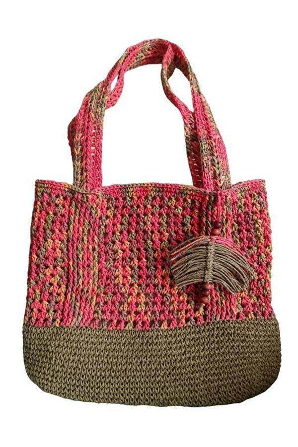 Uretti - Şennur 3131 4462 El Yapımı Astarlı Renkli Kağıt İp Omuz Çantası / 29 cm x 32 cm - Image 1