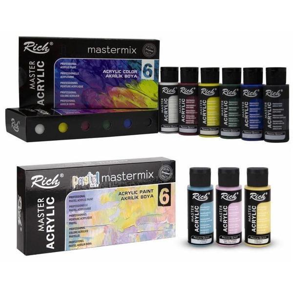 Supertrend Akrilik Boya Seti 12 Renk x 60 cc. 6 Canlı + 6 Pastel Renk - Image 1