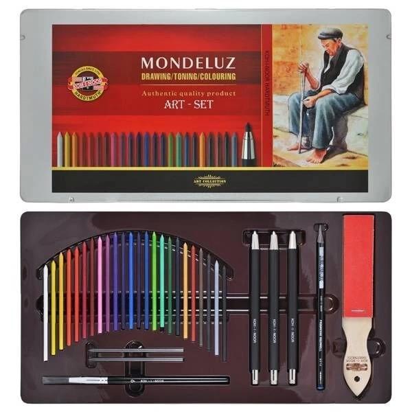 Supertrend Mondeluz Aquarell Art Set Sulandırılabilir Resim Kalemi Seti 32 Parça Metal Kutu - Image 1