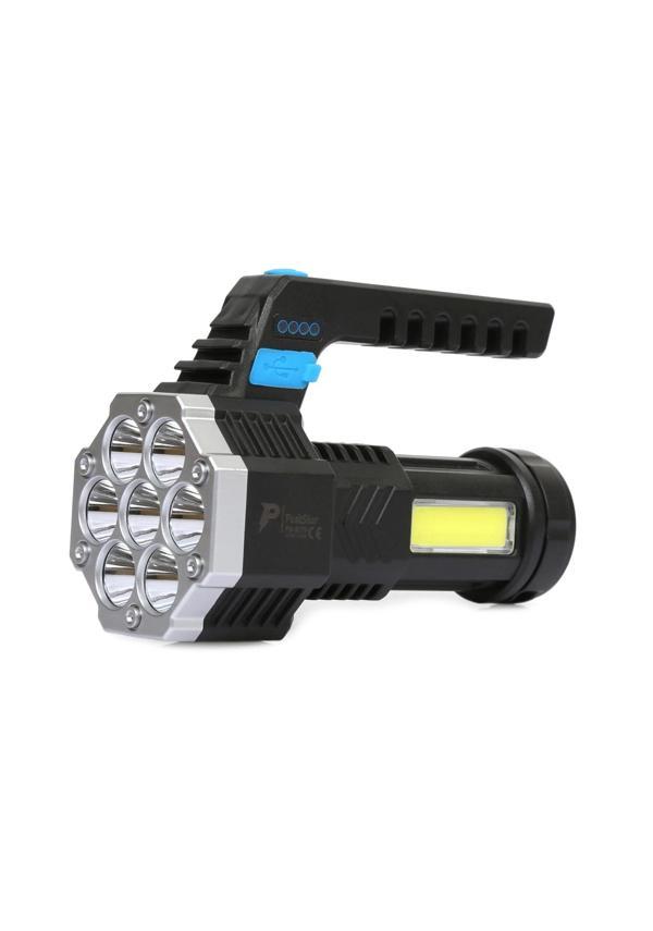 PS-3879 USB Şarj Göstergeli Şarj Edilebilir 7*XPE +COB Led El Feneri - Image 1