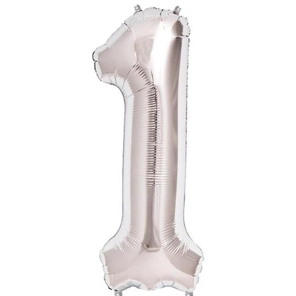 1 Rakam Folyo Balon Gümüş  40 inç - Image 1