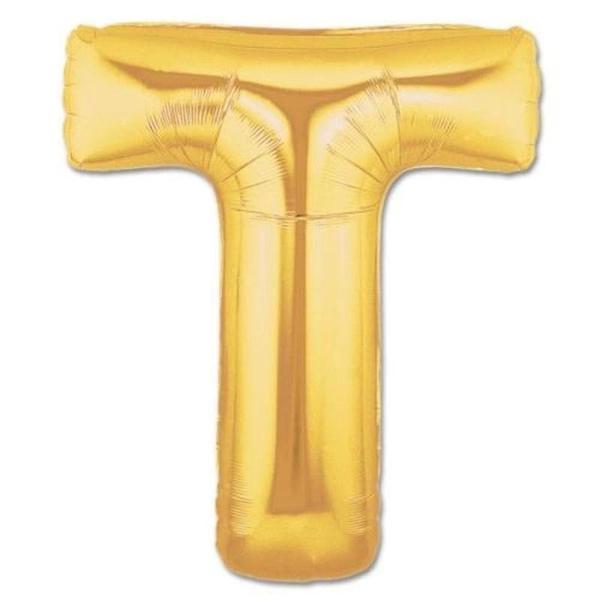 T Harf Folyo Balon Altın Renk  40 inç - Image 1