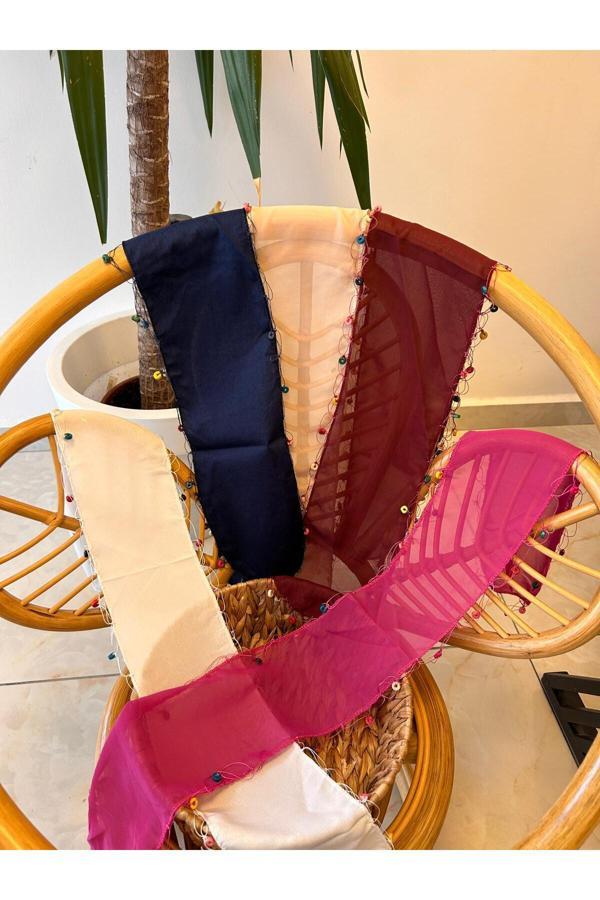 RENKLİ BONCUKLU TÜL BANDANA SAÇ TOKASI - Image 1