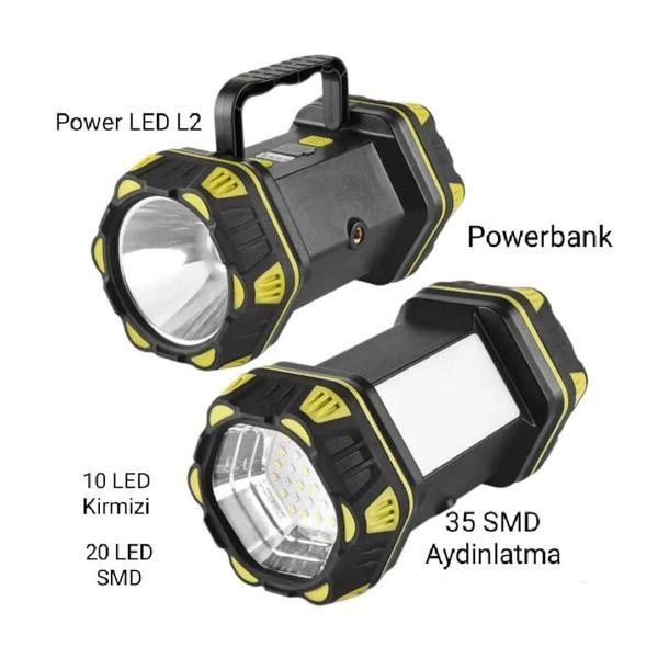 F.B.I F-262 Yeni Güçlü Çift Taraflı Taşınabilir Spot Ve Işıldak USB Powerbank Şarjlı Fener - Image 1