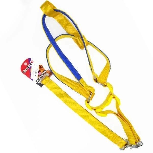 Euro Dog Köpek Uzatma Tasması ve Göğüs Tasması Takımı Sarı 25 Mm 120 Cm - Image 1