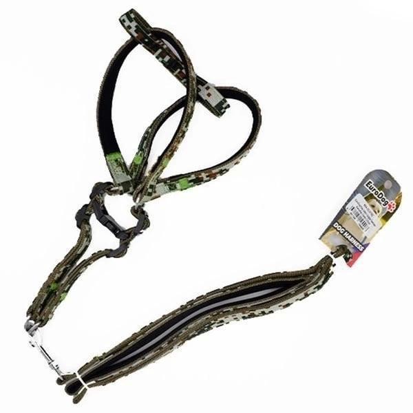 Euro Dog Köpek Uzatma Tasması ve Göğüs Tasması Takımı Kamuflaj 25 Mm 120 Cm - Image 1