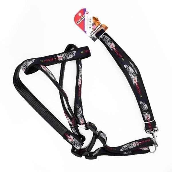 Euro Dog Köpek Uzatma Tasması ve Göğüs Tasması Takımı Siyah 26 Mm 120 Cm - Image 1