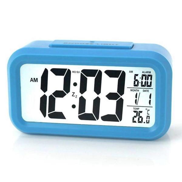 Akıllı Dijital Masa Saati Alarmlı Karanlık Sensörlü Fotoselli Mavi - Image 1
