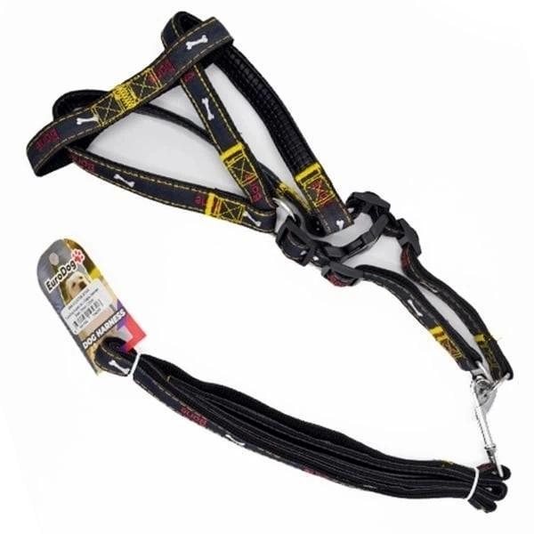 Euro Dog Köpek Uzatma Tasması ve Göğüs Tasması Takımı Siyah 21 Mm 120 Cm - Image 1
